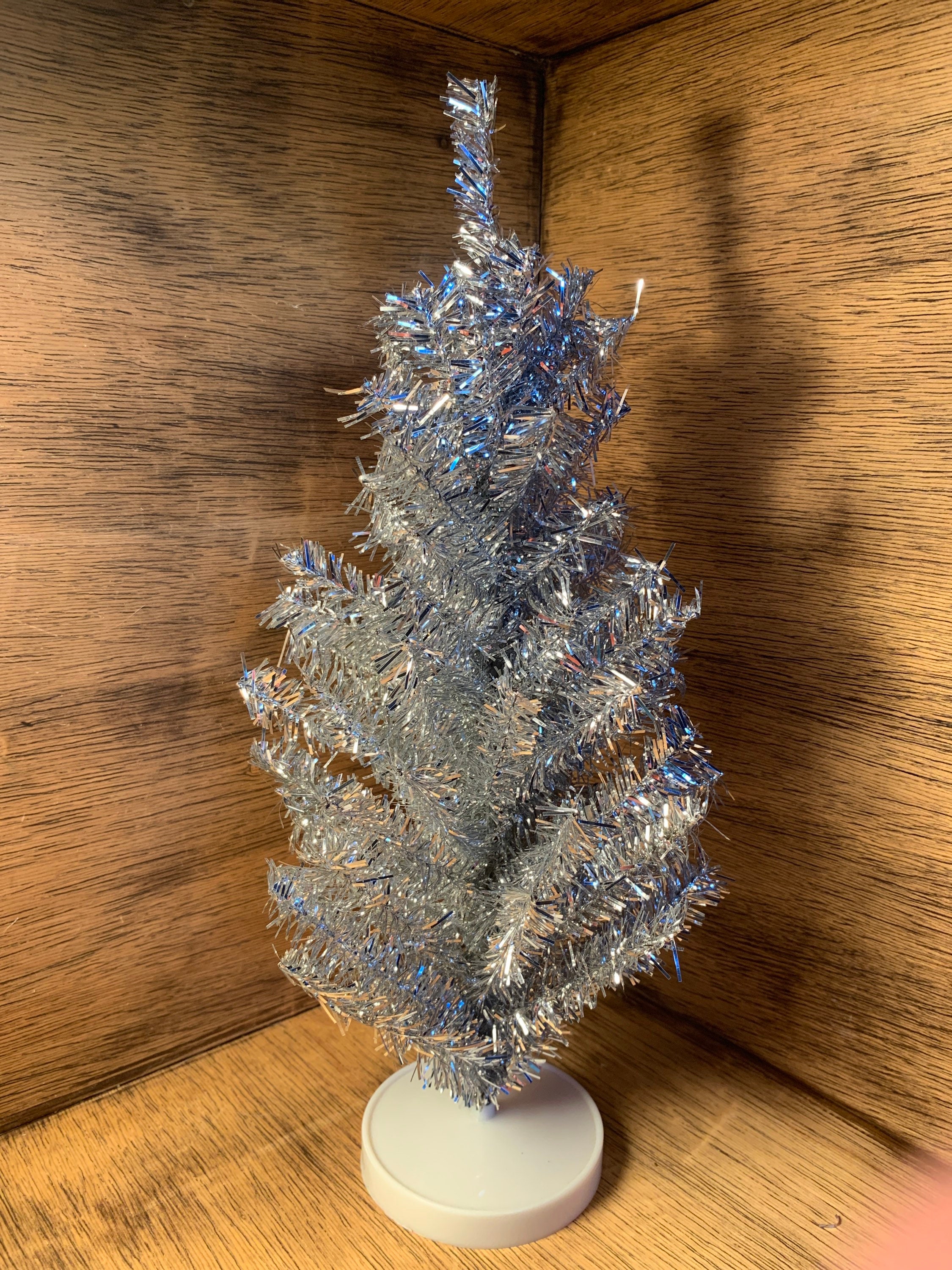 Vintage Tinsel Christmas Tree Silver Tinsel 13 tall Etsy