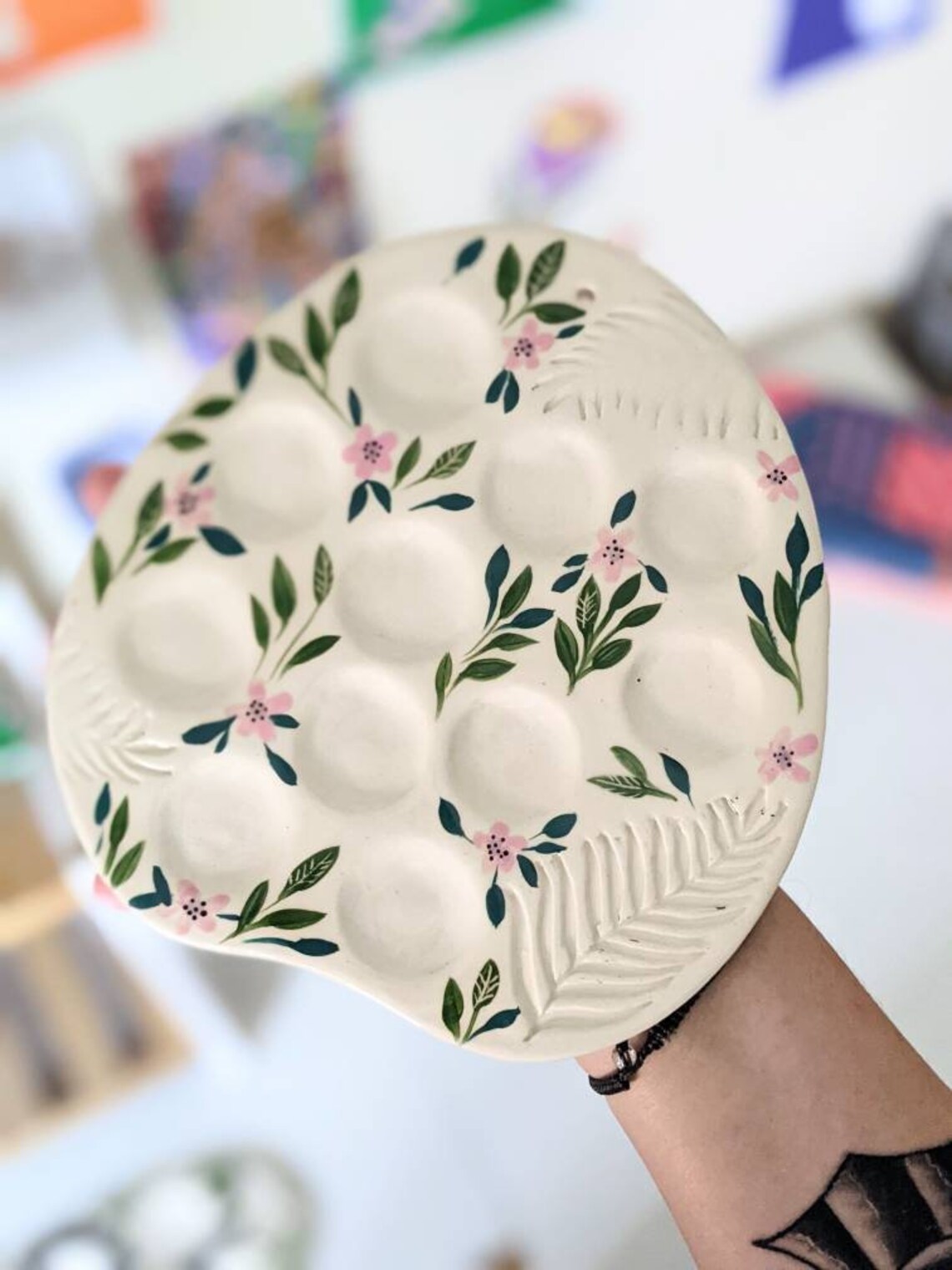 Floral Paint Palette Ceramic Paint Palette Watercolour Etsy