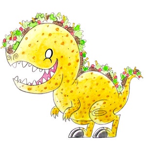 Taco T-Rex Dinosaur 8x10 Print