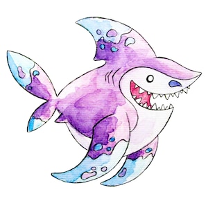 Purple Shark Playtime 8x10 Print