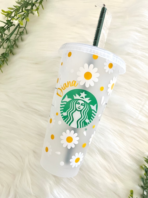 Pink Flower Tumbler Flower Cold Cup Cold Cup With Straw Pink Flowers Iced  Coffee Cup Cute Tumbler With Straw Daisy Tumbler 