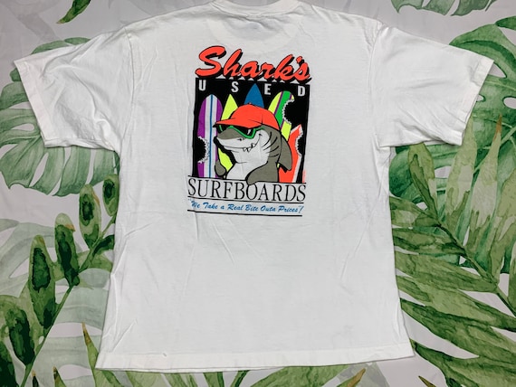 90's Single Stitch Shark Surfboards Tshirt Surfer… - image 1