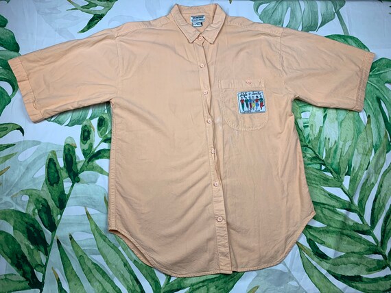90s Peach Button Up Pocketed L/XL