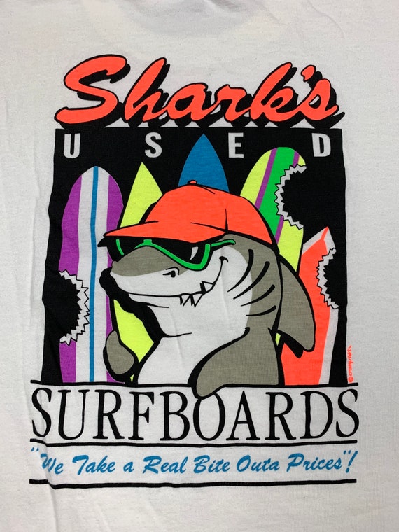 90's Single Stitch Shark Surfboards Tshirt Surfer… - image 4