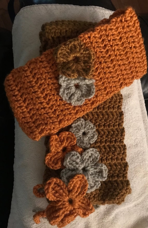 Crocheted Headband/Ear Warmer Scarf Set - Main Image