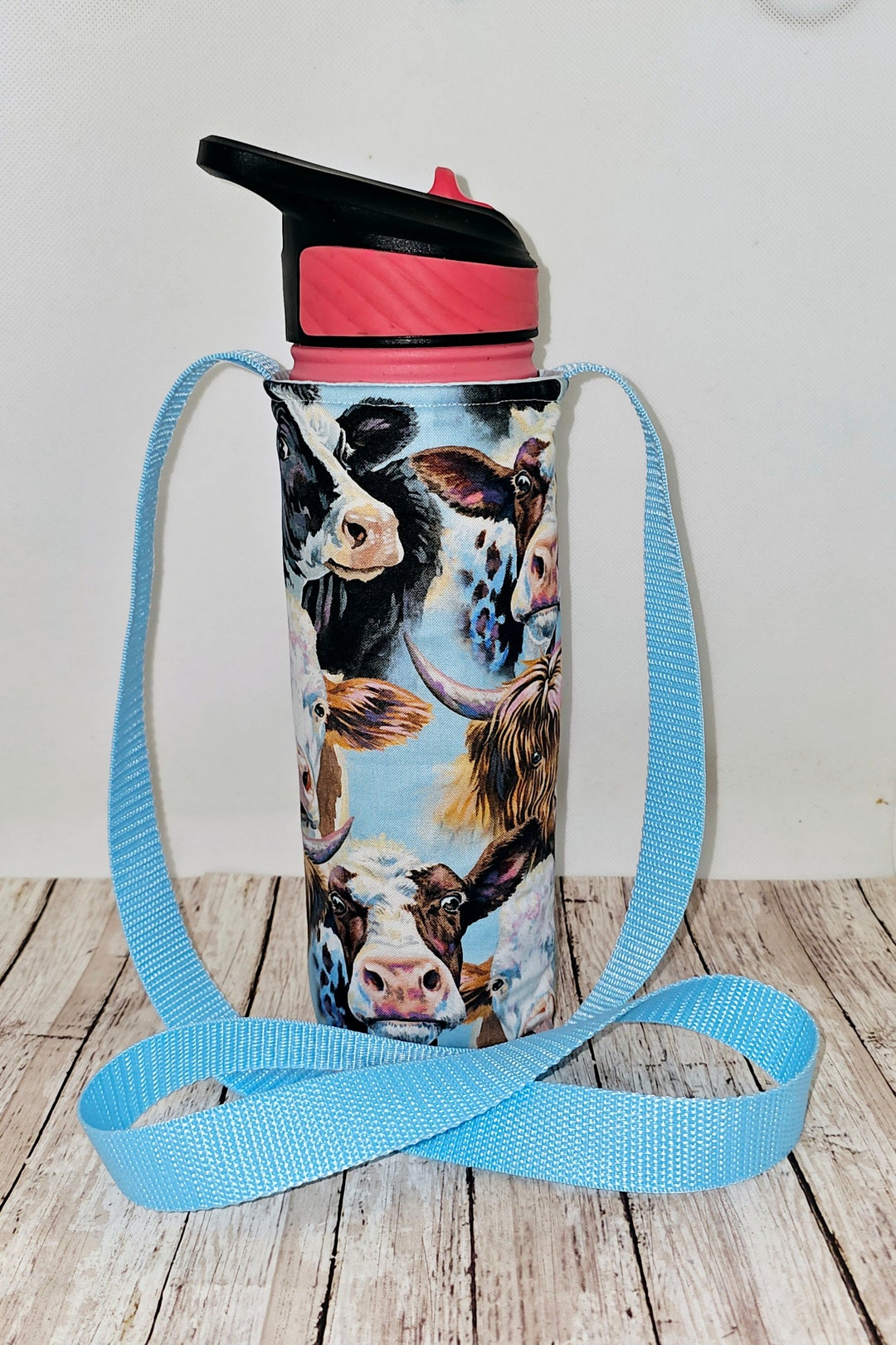 Cow Water Bottle Holder W/ Strap Hiking Purse Water Bottle Etsy