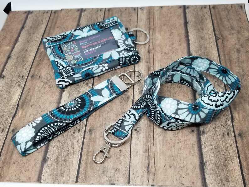 Blue and Teal ID Wallet Lanyard Student ID Lanyard Wallet Etsy