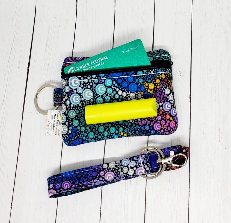 Multi Circle Blue ID Wallet Lanyard, Wallet Lanyard, Student ID Lanyard