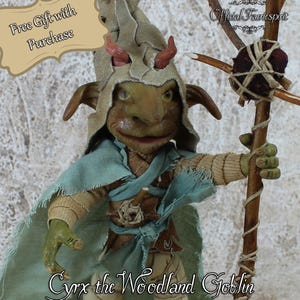 Cyrx the Woodland Goblin - OOAK Poseable Faerie Art Doll - Handmade Whimsical Creature - Free Shipping + Free Gift - One of a Kind Doll