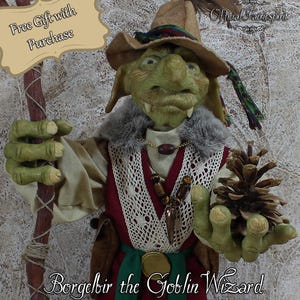 Borgelbir il Mago Goblin - Bambola Fantasy snodabile OOAK - Creatura del Bosco Stravagante - Spedizione Gratuita + Regalo - Bambola OOAK - Druido Pagano