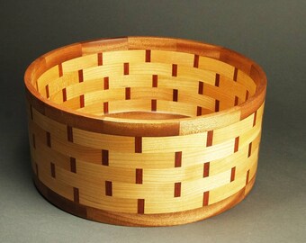 Cherry Salad Bowl with Mahogany Accent Basket Weave