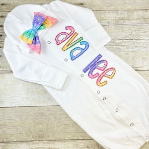 Personalized Baby Gown with hat, Baby Gown, Hat, Applique, Embroidery, Personalized