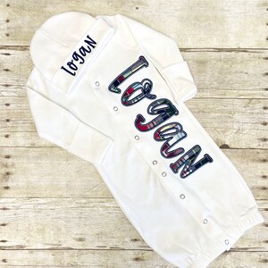 Personalized Baby Gown with hat, Baby Gown, Hat, Applique, Embroidery, Personalized