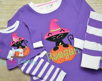 halloween pajama halloween pj fall pajama girl pajama child pajama toddler infant baby custom personalized mongram embroidery applique