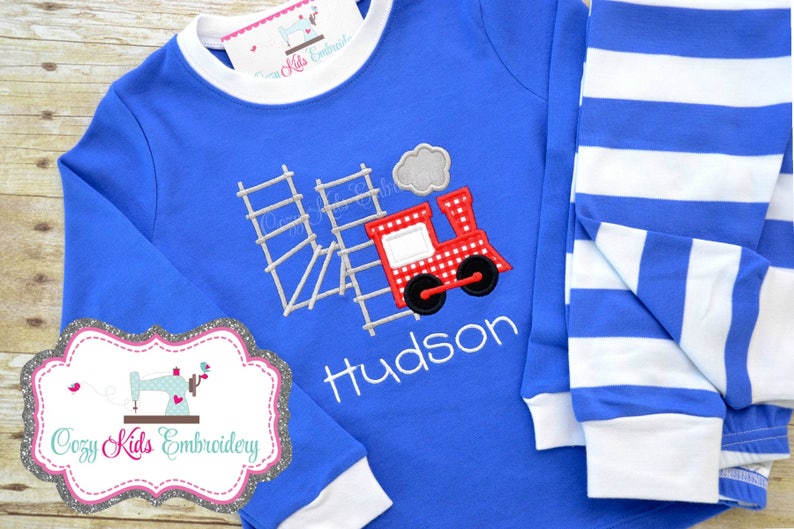 Train Birthday Pajamas Boy's Birthday Pajamas Birthday Etsy