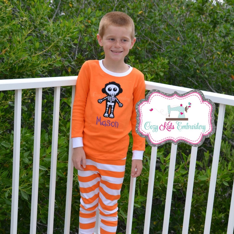 Glow in the Dark Pajama Halloween pajama Halloween pj boy girl kid child toddler infant baby custom personalized mongram fall pajama