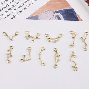 10PCS Constellation Charms, Crystal Charm Pendant,Alloy Charms,Rhinestone Tiny Charm,Jewelry Charms,Earring Charms