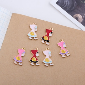 10PCS Enamel Little Red Riding Hood Charms , Alloy Charm Pendant, Earring Charms, Necklace Charms, Jewelry Charms