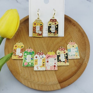 10 charms d’émail de PCS, pendentif chanceux de charme d’alliage d’huile de baisse, charmes de boucle d’oreille, charmes de collier, charmes de bijoux pour la fabrication de collier de boucle d’oreille