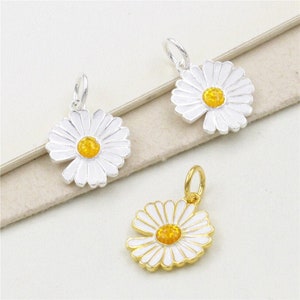 925 Sterling Silver Charms, chrysanthemum Charm Pendant, Earring Charms, Necklace Charms Pendant,Craft Supplies,Jewelry Charms