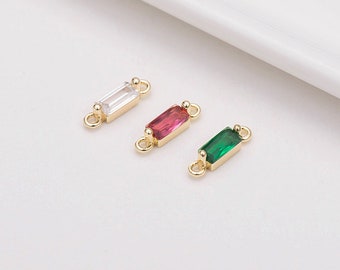 2pcs 14K Real Gold Plated Zircon Connector Charm Pendant,Nontarish Brass Connector,Earring Connector,Jewelry Connector,Necklace Connector