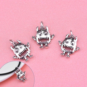 Srebrne zawieszki 925 Sterling, wisiorek mały diabełek na Halloween, ręcznie robione zawieszki do kolczyków DIY, zawieszki do naszyjników, zawieszki do biżuterii