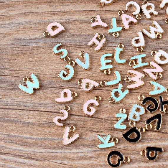 26 Letters/Lot Enamel Charms Alloy Charm Pendant Round Etsy