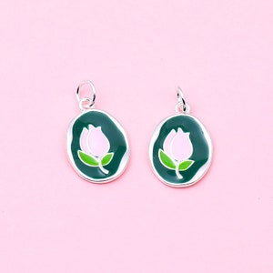 925 Sterling Silver Charms, Silver tulip Flower Charm Pendant, Earring Charms, Necklace Charms, Necklace Pendant,Jewelry Charms