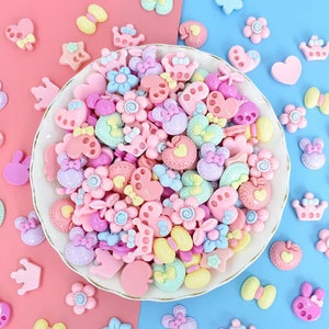 100pcs Mixed Cabochon Embellishments Flower DIY Decoration For Phone Case Flat Back Assorted Button Beads Hair Accessories