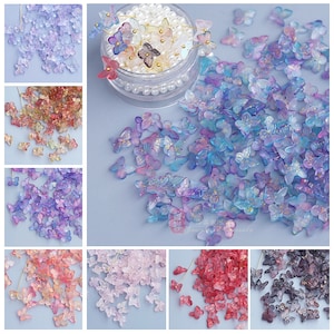 50PCS Czech Glass Butterfly Beads 10mm Blue Purple White Butterfly Glaze Beads Czech Tiny Charms Beads For Earring Necklace Bracelet