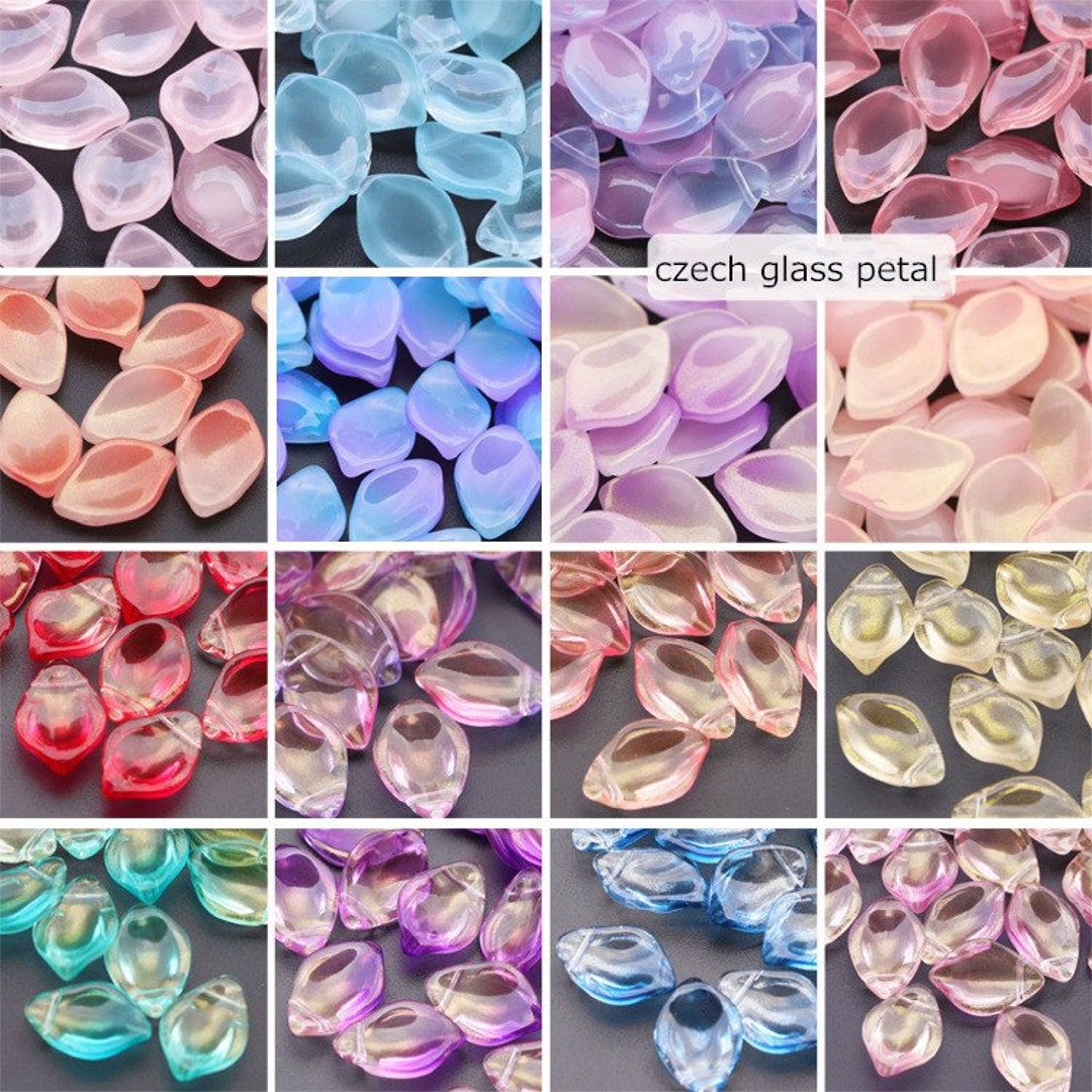 50PCS Czech Glass Flower Petal Beads 13x19 Mm Flower Petals Etsy