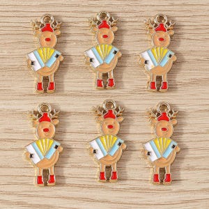 10 STKS kerst cartoon elanden orgel emaille bedel, DIY handgemaakte oliedruppel hanger, kleine creatieve charme, sieraden bedels voor oorbel ketting maken