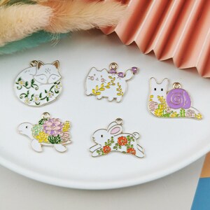 10/20 PCS Enamel Charms , Drop oil Cartoon animals Alloy Charm Pendant, Earring Charms, Necklace Jewelry Charms for Earring Necklace Making