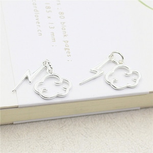 925 Sterling Silver Charms, Silver Cloud lightning Charm Pendant, Earring Charms, Necklace Charms, Necklace Pendant,Jewelry Charms