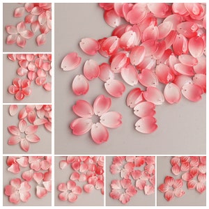 50PCS Czech Glass Red Flower Petal Beads Flower Petals Floral Glaze Beads Czech Petal Charms Beads For Earring Necklace Bracelet