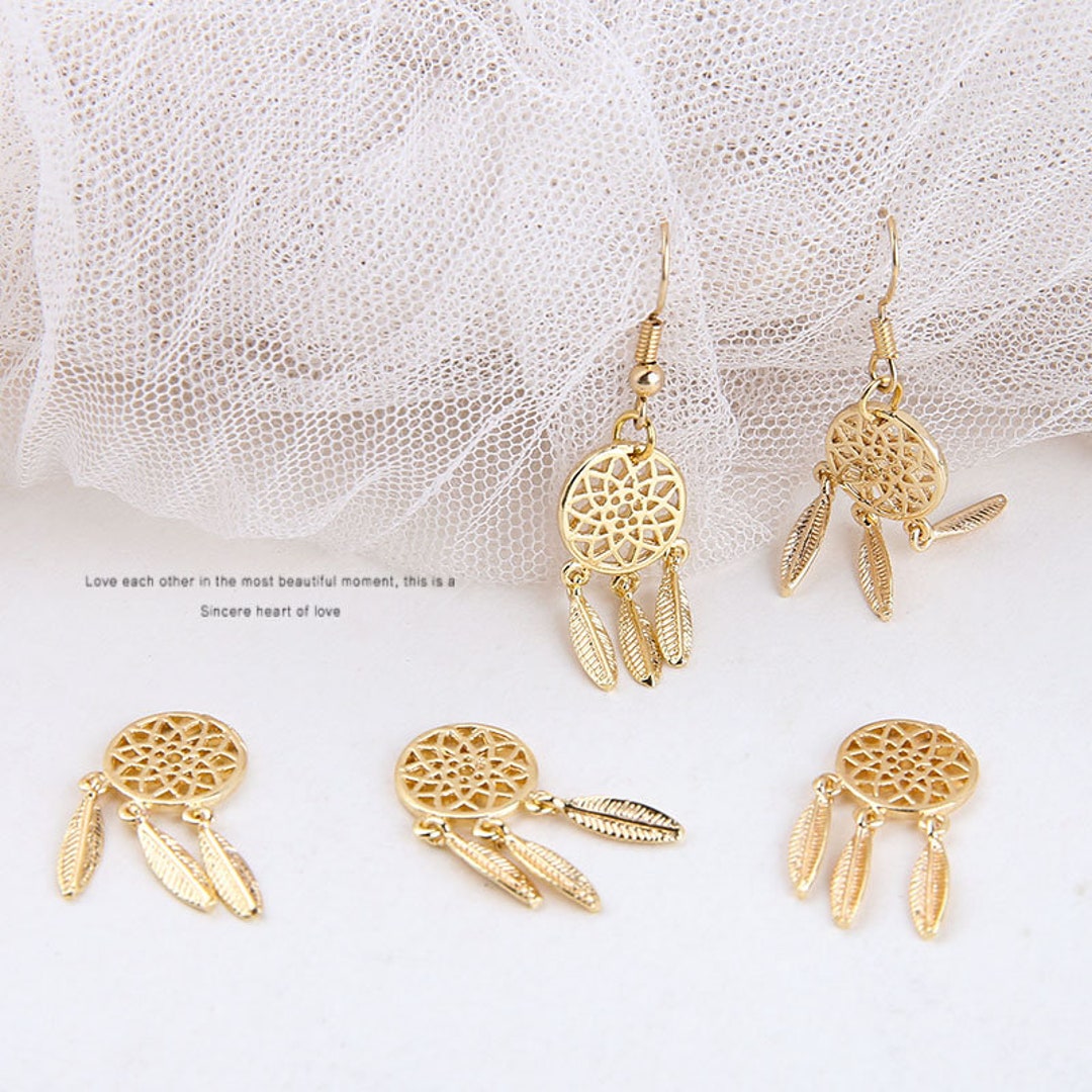 4pcs 18K Real Gold Plated Charmsgolden Dream Catcher Charm - Etsy