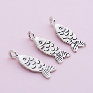 925 Sterling Silver Charms, Silver Tiny Fish Charm Pendant, Earring Charms,Necklace Charms Pendant,Craft Supplies,DIY Jewelry Charm