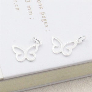 925 Sterling Silver Connector Charms, Silver Butterfly Charm Pendant, Earring Charms, Necklace Charms, Necklace Pendant,Jewelry Charms