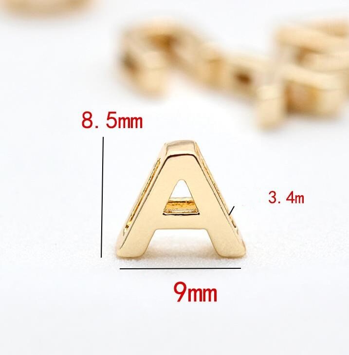 10pcs 14K Real Gold Plated Letters Beads Charmsalphabet Charm Etsy