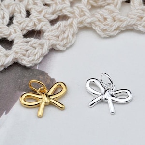 925 Sterling Silver Charms, Silver Bowknot Charm Pendant, Earring Charms, Necklace Charms, Necklace Pendant,Jewelry Charms