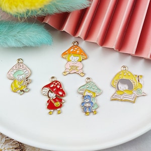 10/20 PCS Enamel Charms,Drop oil cartoon girl pendant accessories,Earring Charms,Jewelry Charms for Earring Necklace Making