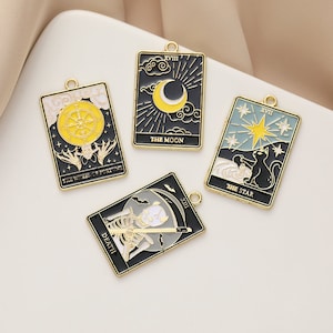 10/20 PCS Tarot Karte Emaille Charm, Tropfen Öl Legierung Charm Anhänger, Death Skull Ohrring Halskette Charm, Schmuck Charms für Ohrring Halskette Herstellung