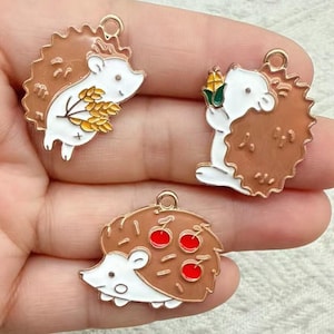 10/20PCS Cartoon Animal hedgehog Enamel Charm,DIY handmade drip oil Pendant,Tiny Creative alloy Charm,Jewelry for Earring Necklace Making