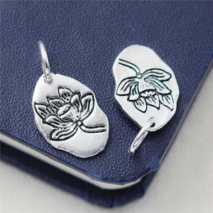 925 Sterling Silver Charms, Silver Lotus Charm Pendant, Earring Charms, Necklace Charms, Necklace Pendant,Jewelry Charms