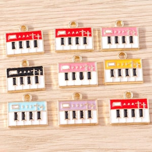 10PCS Cartoon piano keys Enamel Charm,DIY handmade Alloy drip oil Pendant,Tiny Creative  Charm,Jewelry Charm for Earring Necklace Making