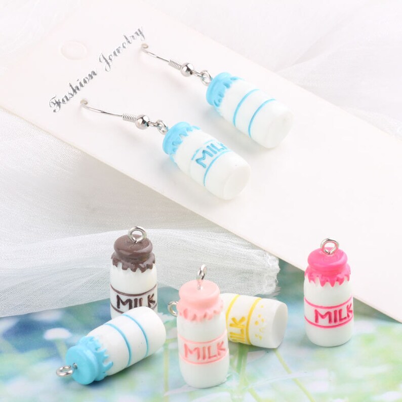 10PCS Resin Milk Bottle Charms Resin Charm Pendantearring Etsy