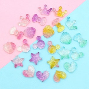 10/20/50pcs Shell Corazón Estrella Cabochon Embellecedores Cabs DIY Decoración para caso de teléfono Flat Back Button Abalorios Accesorios de Cabello Pendiente