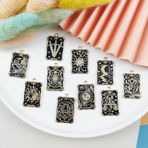 10 / 20 STÜCKE Tarot Karte Emaille Charms, Legierung Charm Anhänger, kleine Charms, kleine Charm, Schmuck Charms für die Ohrring Halskette machen