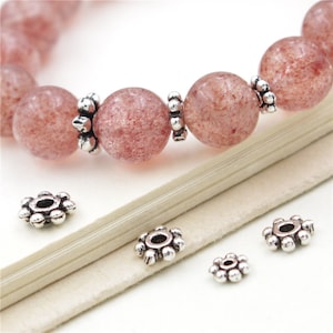 10pcs 925 Sterling Silver Spacer Beads, Bracelet Spacer, Necklace Bead, Flower Bead, Floral Bead, Bulk Spacer Beads,Jewelry Beads