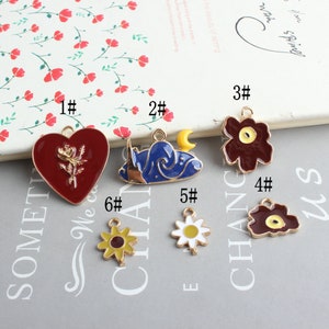 10PCS Enamel Charms , Alloy Charm Pendant, Earring Charms, Necklace Charms, Jewelry Charms for Earring Necklace Making